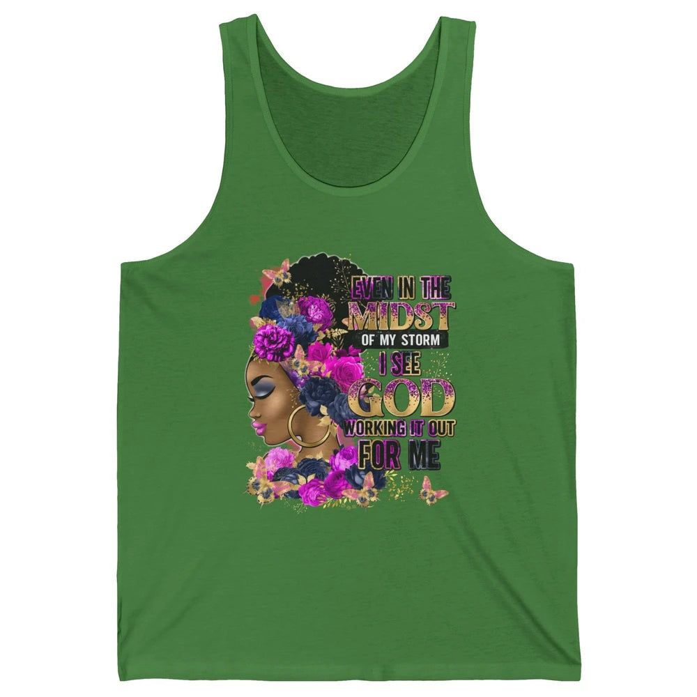 Black Girl In The Midst Of Storm Believe In God Christian Unisex Jersey Tank