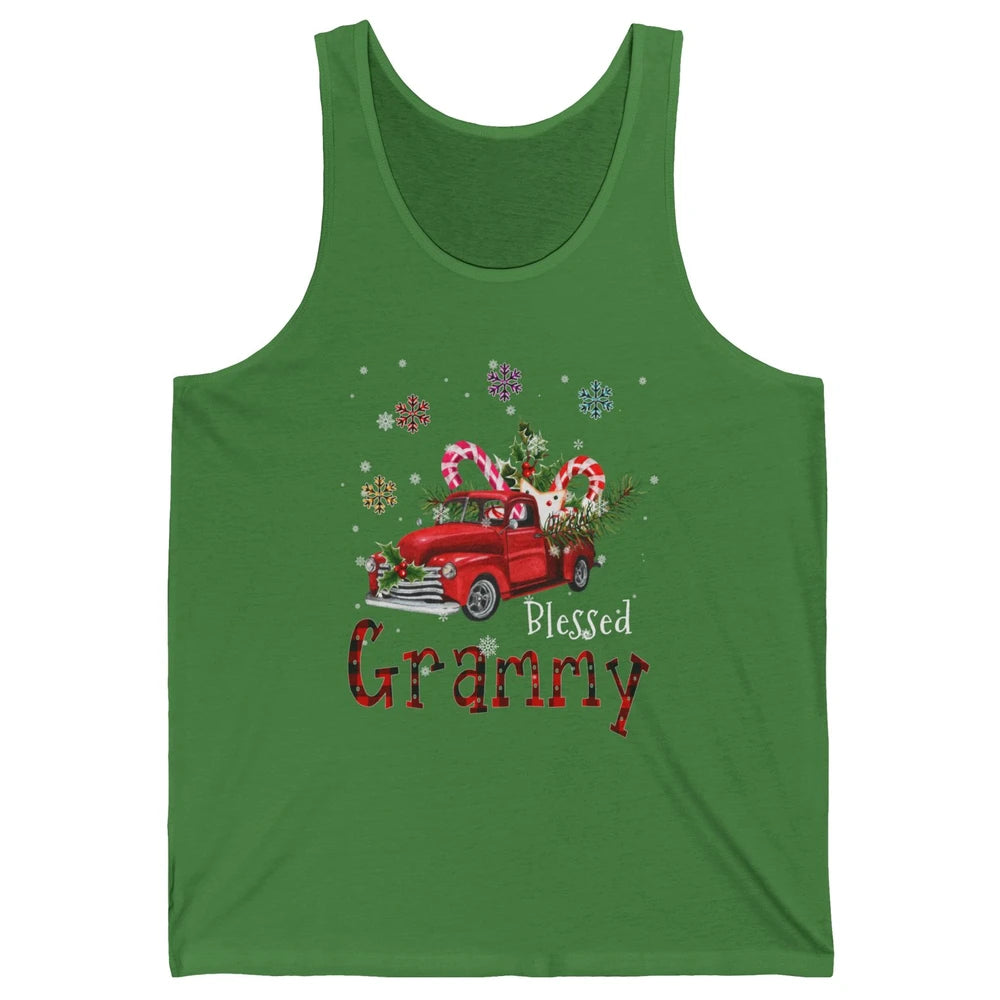 Merry Christmas Blessed Grammy Red Truck Xmas Grandma Retro Unisex Jersey Tank