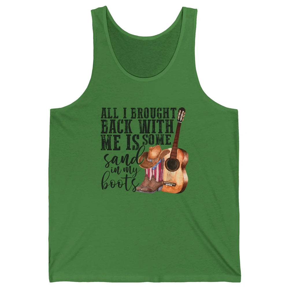 Retro Sand In My Boots Western Cowgirl Cowboy Boots Guitar Unisex Jersey Tank