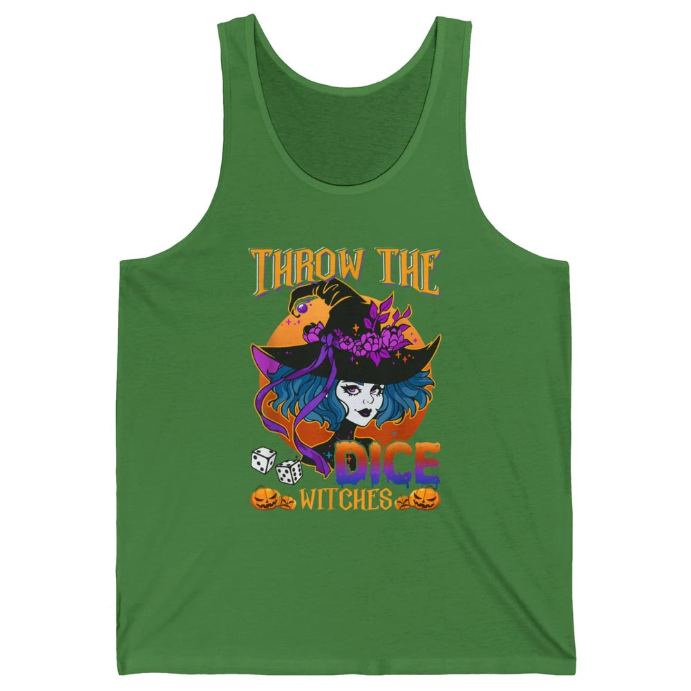 Retro Throw The Dice Witches Bunco Halloween Pumpkin Gothic Unisex Jersey Tank