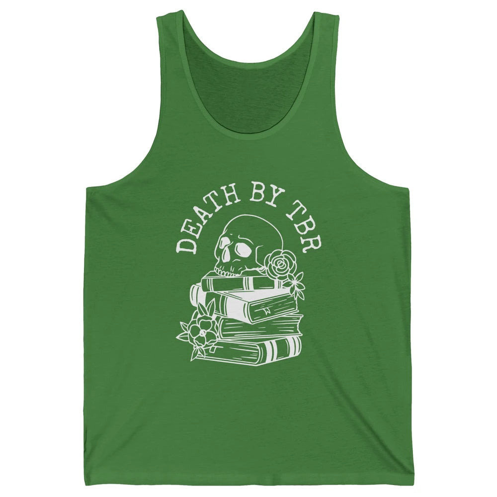 Retro Skull Books Death By TBR Book Reading Lovers Librarian Unisex Jersey Tank