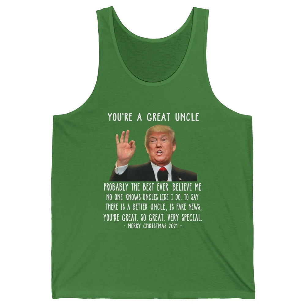 Funny Trump Speech Great Uncle Merry Christmas Uncle Gift Unisex Jersey Tank