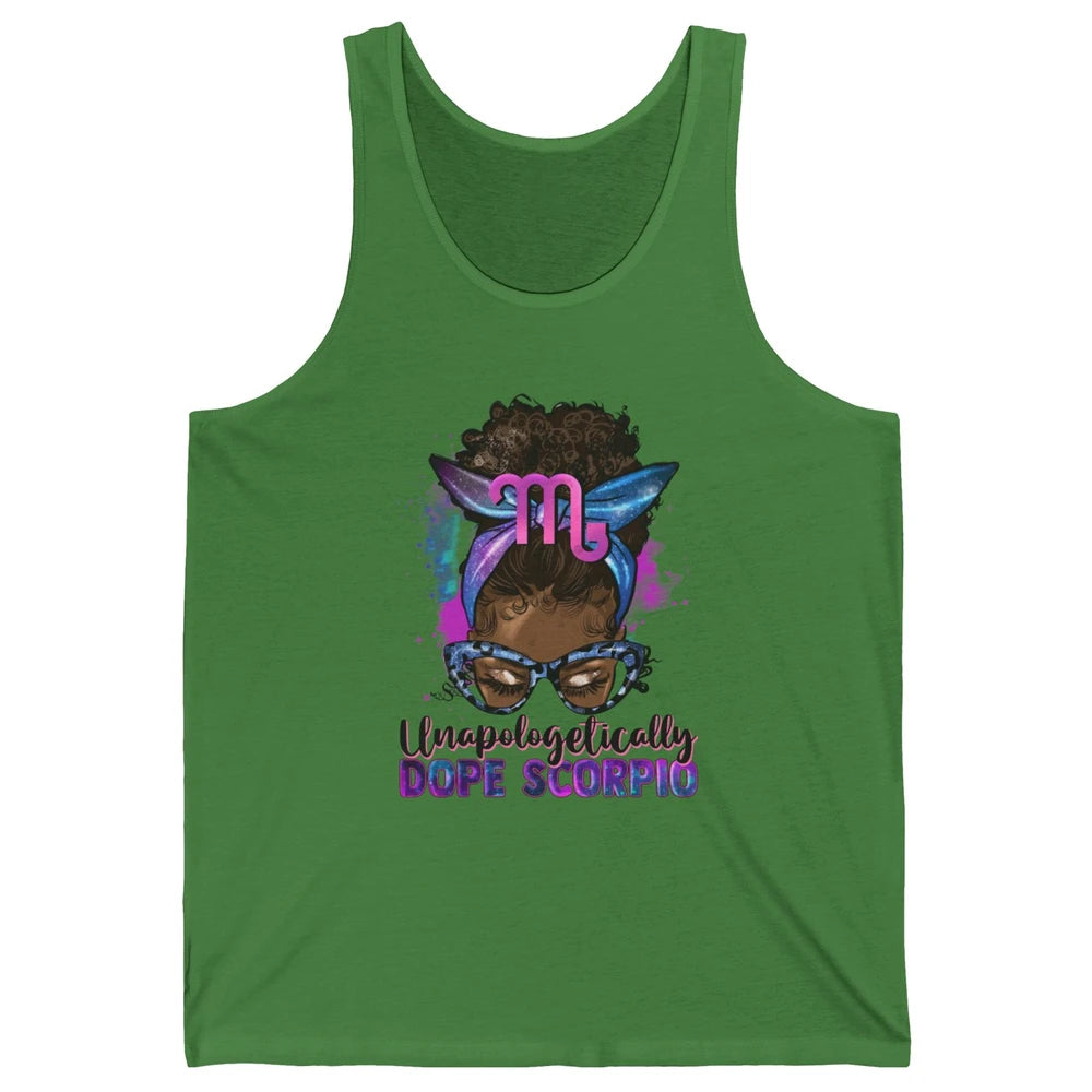 Afro Scorpio Queen Galaxy Horoscope Messy Hair Black Woman Unisex Jersey Tank