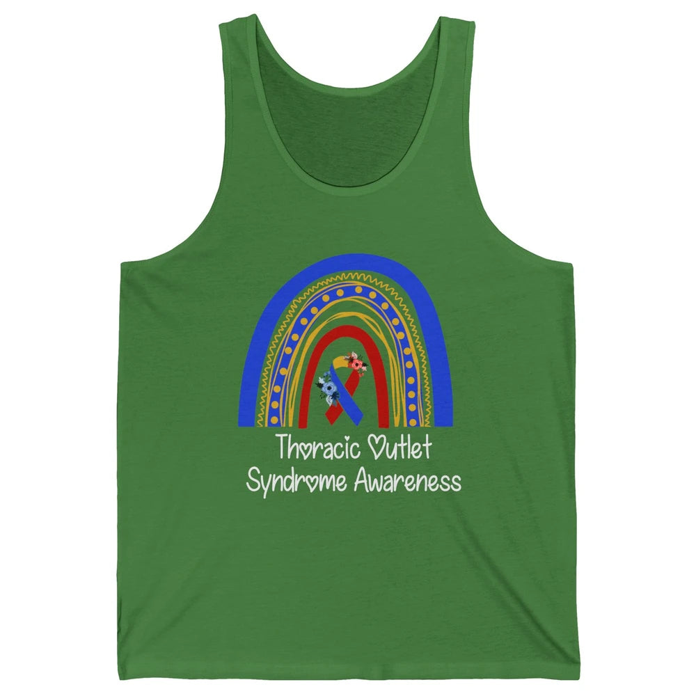 Thoracic Outlet Syndrome Awareness Floral Blue Red Rainbow Unisex Jersey Tank