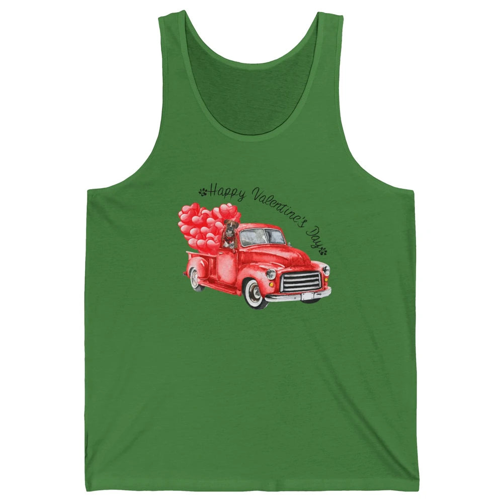 Boxer On Heart Truck Happy Valentines Day Boxer Dog Lovers Unisex Jersey Tank