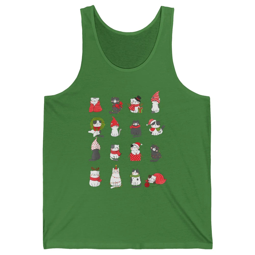 Merry Christmas Meowy Cat Cute Santa Hat Kitten Xmas Kawaii Unisex Jersey Tank