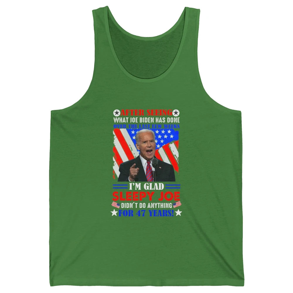 US Flag Joe Biden Didn't Do Anything 47 Years Anti Liberals Unisex Jersey Tank