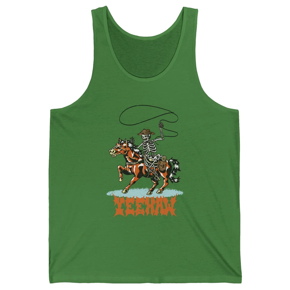 Retro Skeleton Cowboy Yeehaw Western Country Cowgirl Horses Unisex Jersey Tank