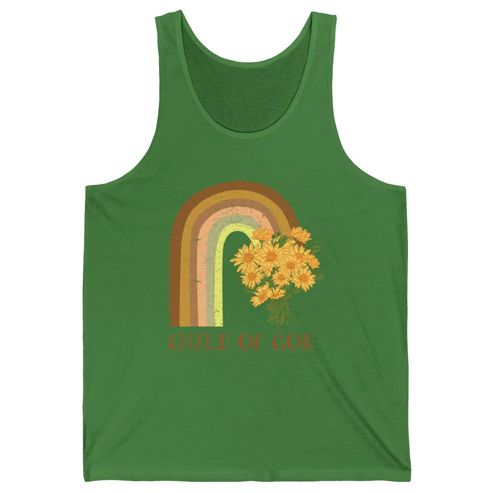 Vintage Sunflower Rainbow Child Of God Christian Religious Unisex Jersey Tank