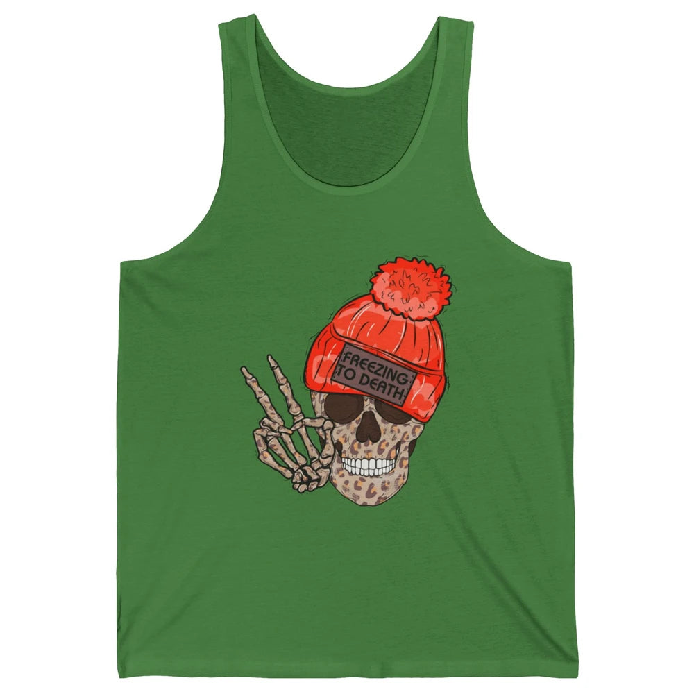 Funny Leopard Skull Freezing To Death Funny Christmas Winter Unisex Jersey Tank