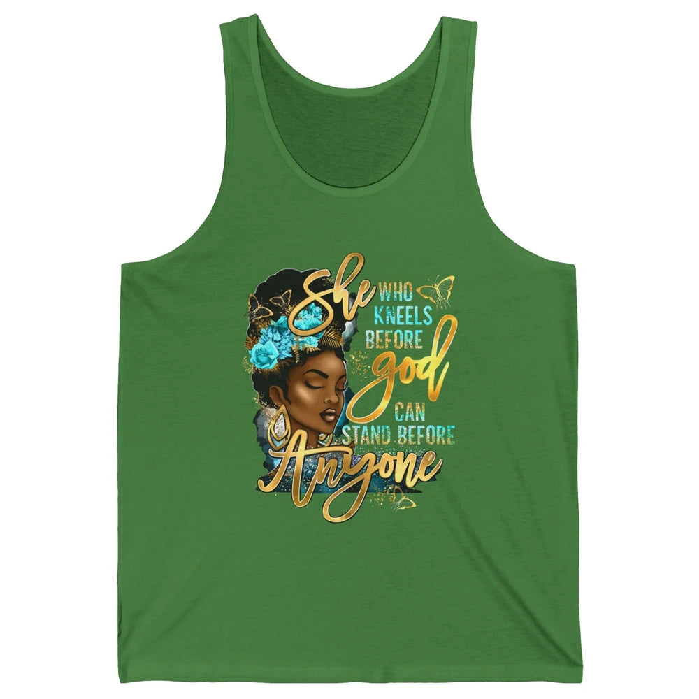 Black Girl She Who Kneels Before God Christian Afro Women Unisex Jersey Tank