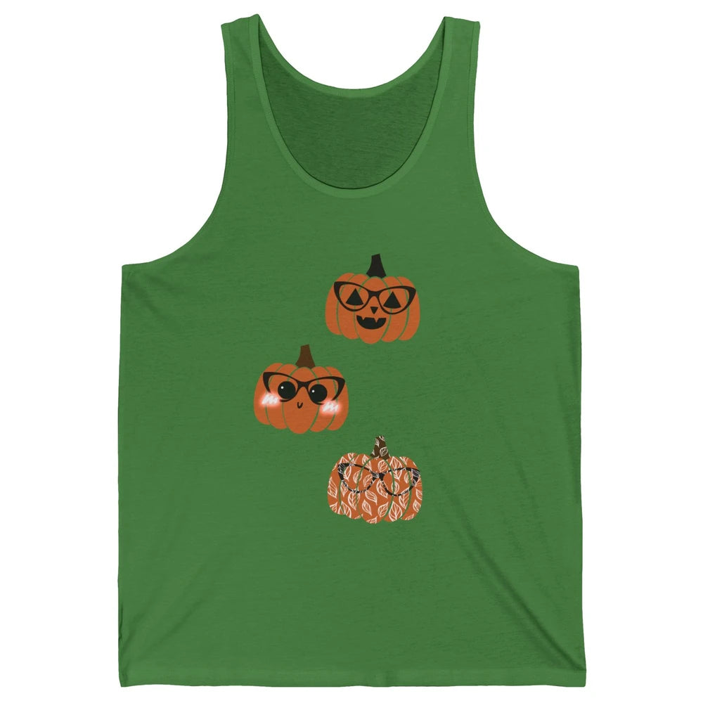 Three Pumpkin Eyeglasses Optician Life Halloween Optometrist Unisex Jersey Tank