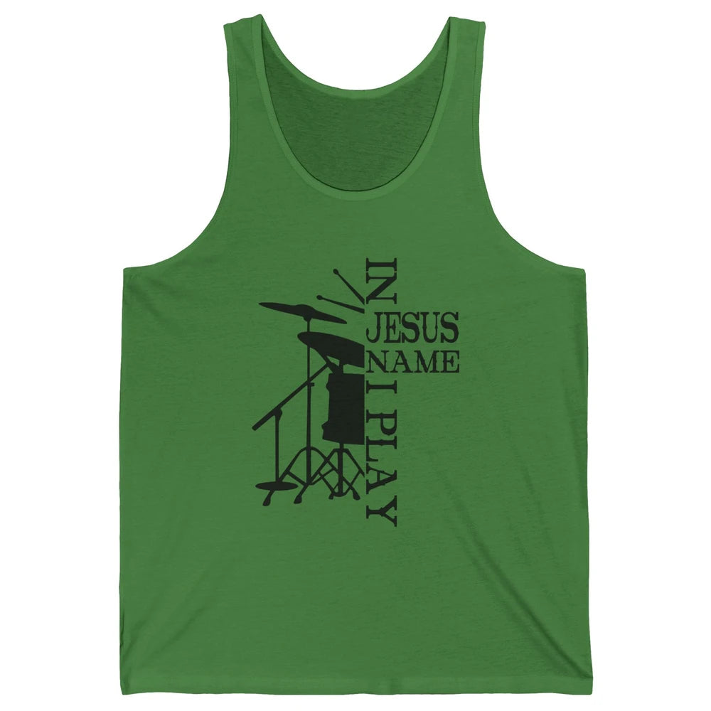 Vintage Drums In Jesus Name I Play Drumming Lovers Drummers Unisex Jersey Tank