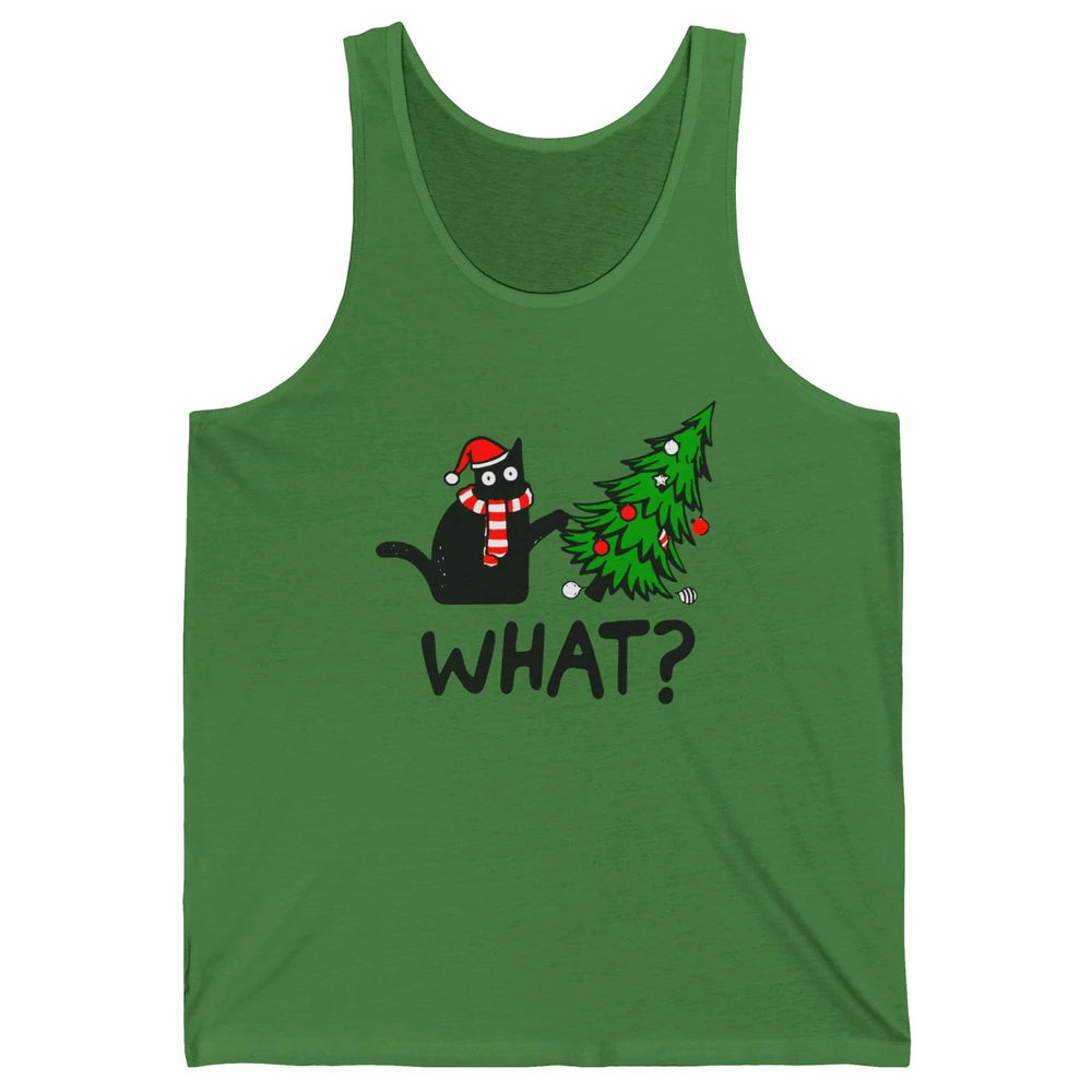 Funny Black Cat Christmas Light Santa What Christmas Costume Unisex Jersey Tank