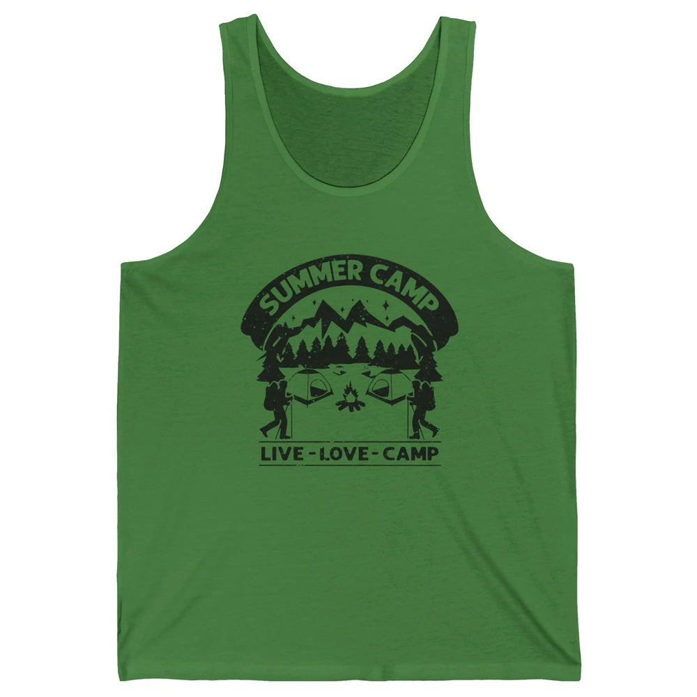 Summer Camp Live Love Camp Vacation Camping Hiking Retro Unisex Jersey Tank