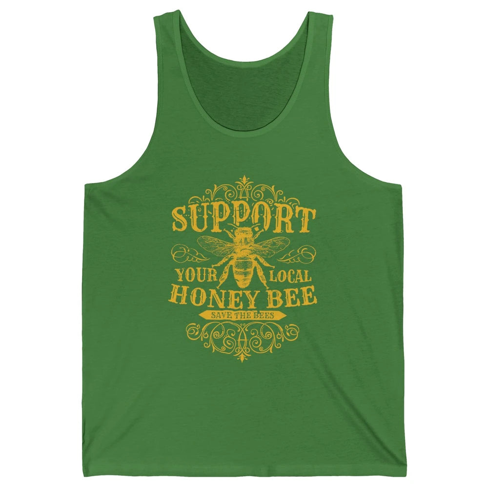 Vintage Beekeeper Support Your Local Honeybee Save The Bees Unisex Jersey Tank