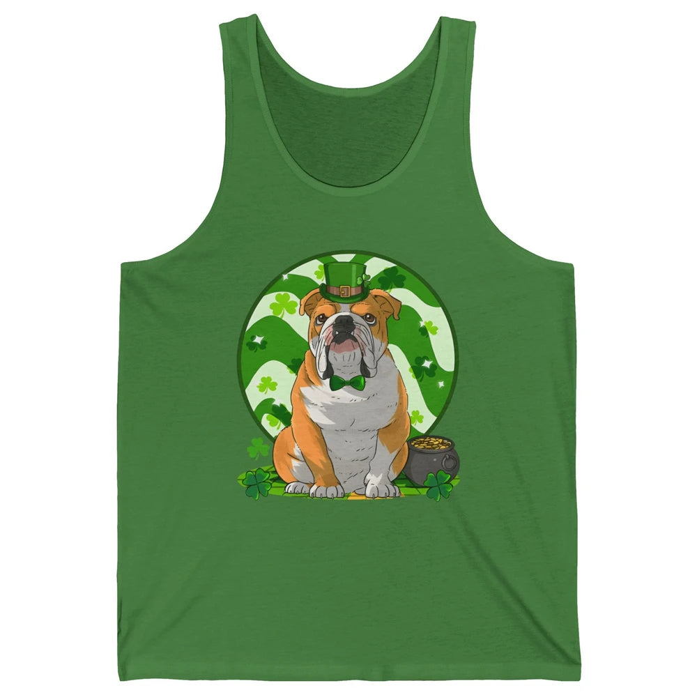 St Patrick's Day English Bulldog Lucky Charm Shamrock Irish Unisex Jersey Tank