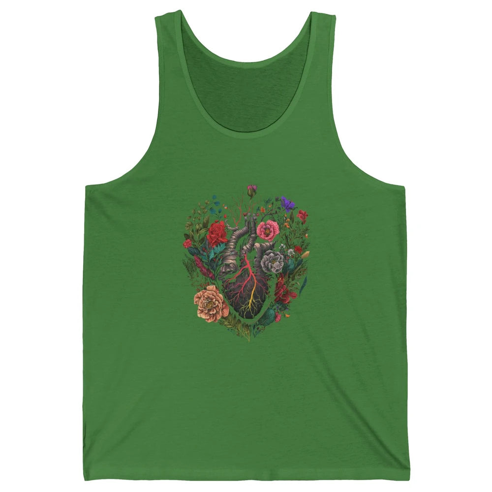 Anatomical Heart Show Your Love Anatomy Cardiologist Floral Unisex Jersey Tank