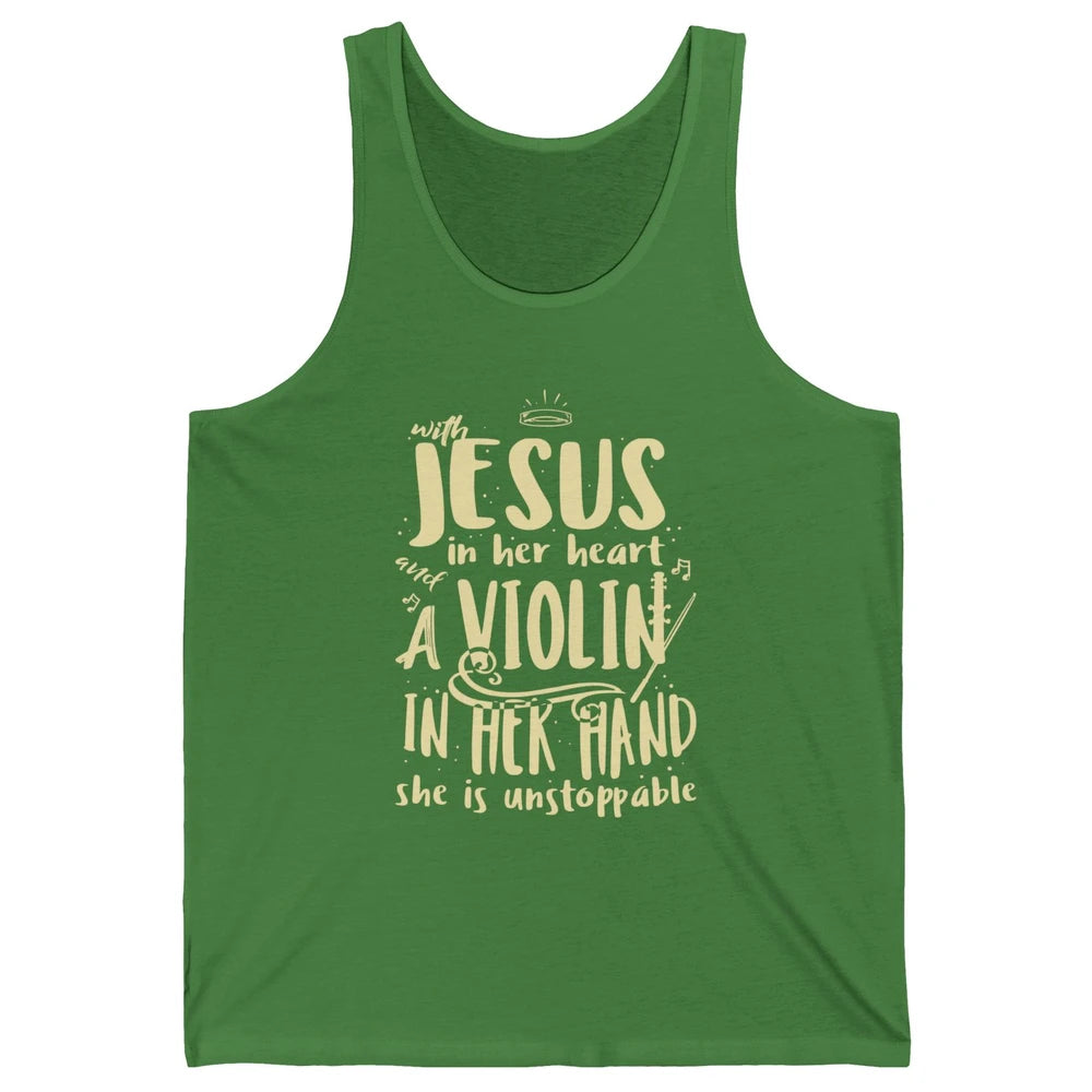 With Jesus Violin Player Retro Violinist Musical Instrument Unisex Jersey Tank