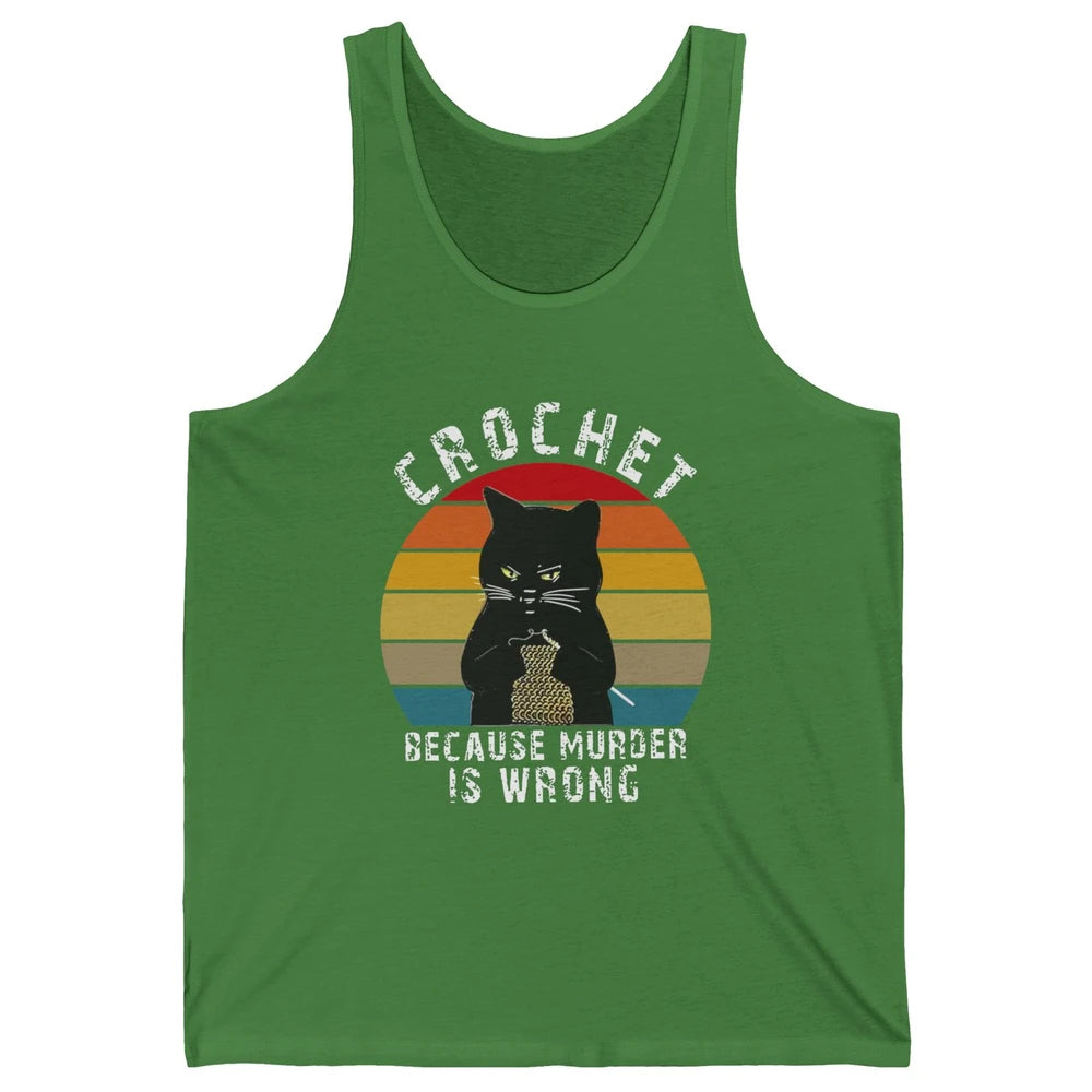 Vintage Black Cat Crochet Because Murder Is Wrong Crocheting Unisex Jersey Tank