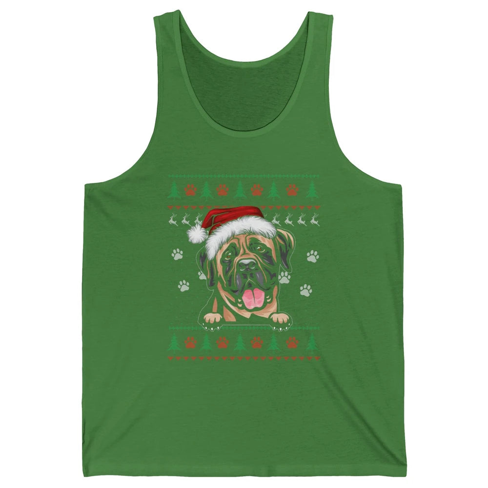 Merry Christmas Cute Santa Hat English Mastiff Dog Ugly Xmas Unisex Jersey Tank