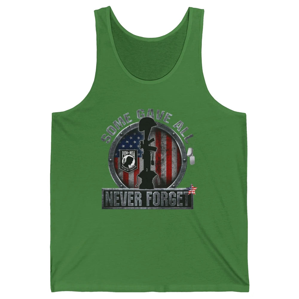 Retro US Veteran Some Gave All Never Forget Memorial Day Unisex Jersey Tank