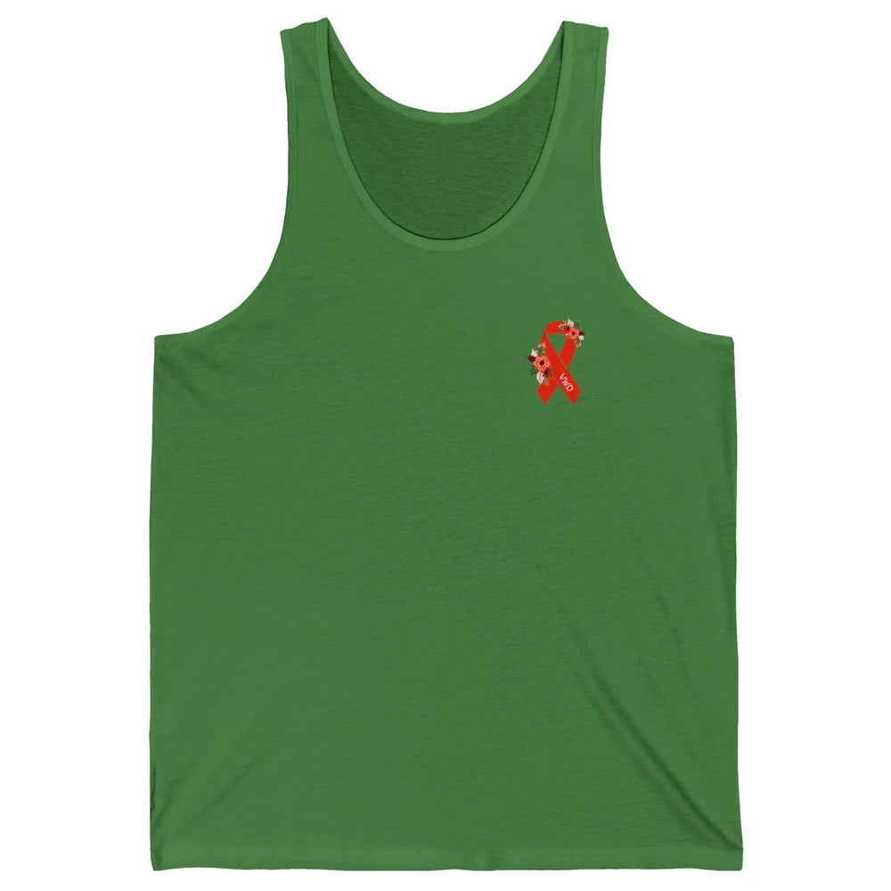 Von Willebrand Disease Awareness VWD Floral Red Ribbon Unisex Jersey Tank