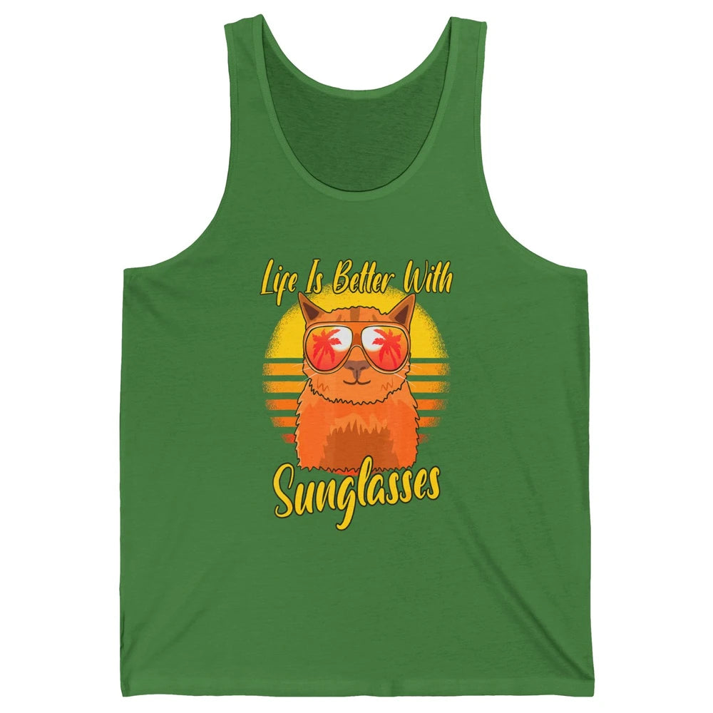 Better Sunglasses Orange Cat Summer Holiday Beach Vacation Unisex Jersey Tank