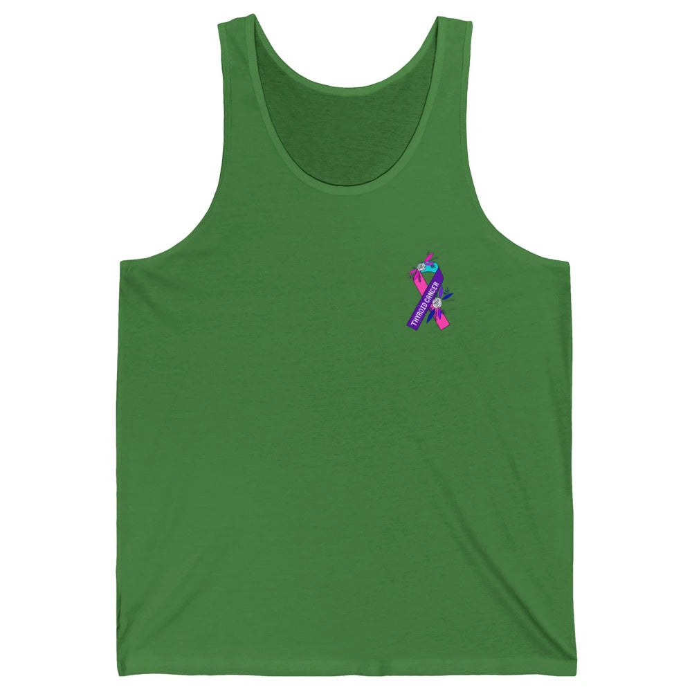 Thyroid Cancer Awareness Purple Pink Ribbon Pocket Size Gift Unisex Jersey Tank