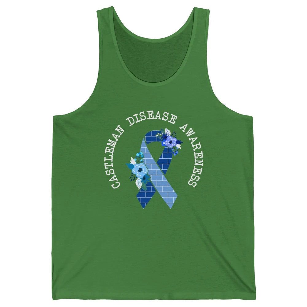 Castleman Disease Awareness Floral Blue Ribbon Rare Disease Unisex Jersey Tank