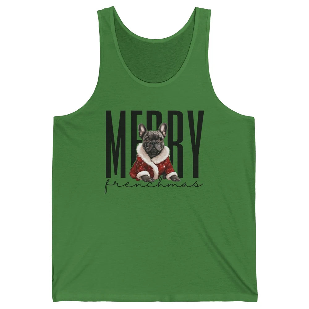 Funny French Bulldog Merry Frenchmas Christmas Dog Mom Unisex Jersey Tank