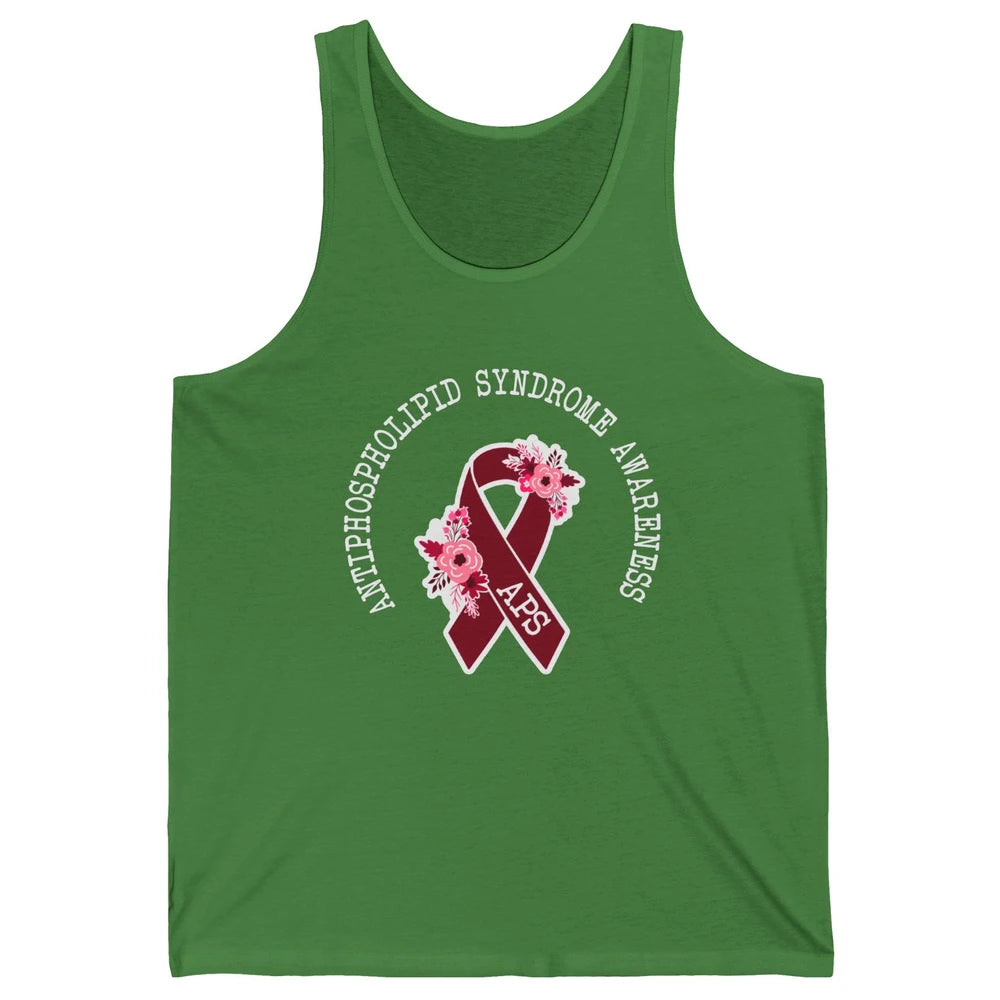 Antiphospholipid Syndrome Awareness APS Burgundy Ribbon Unisex Jersey Tank