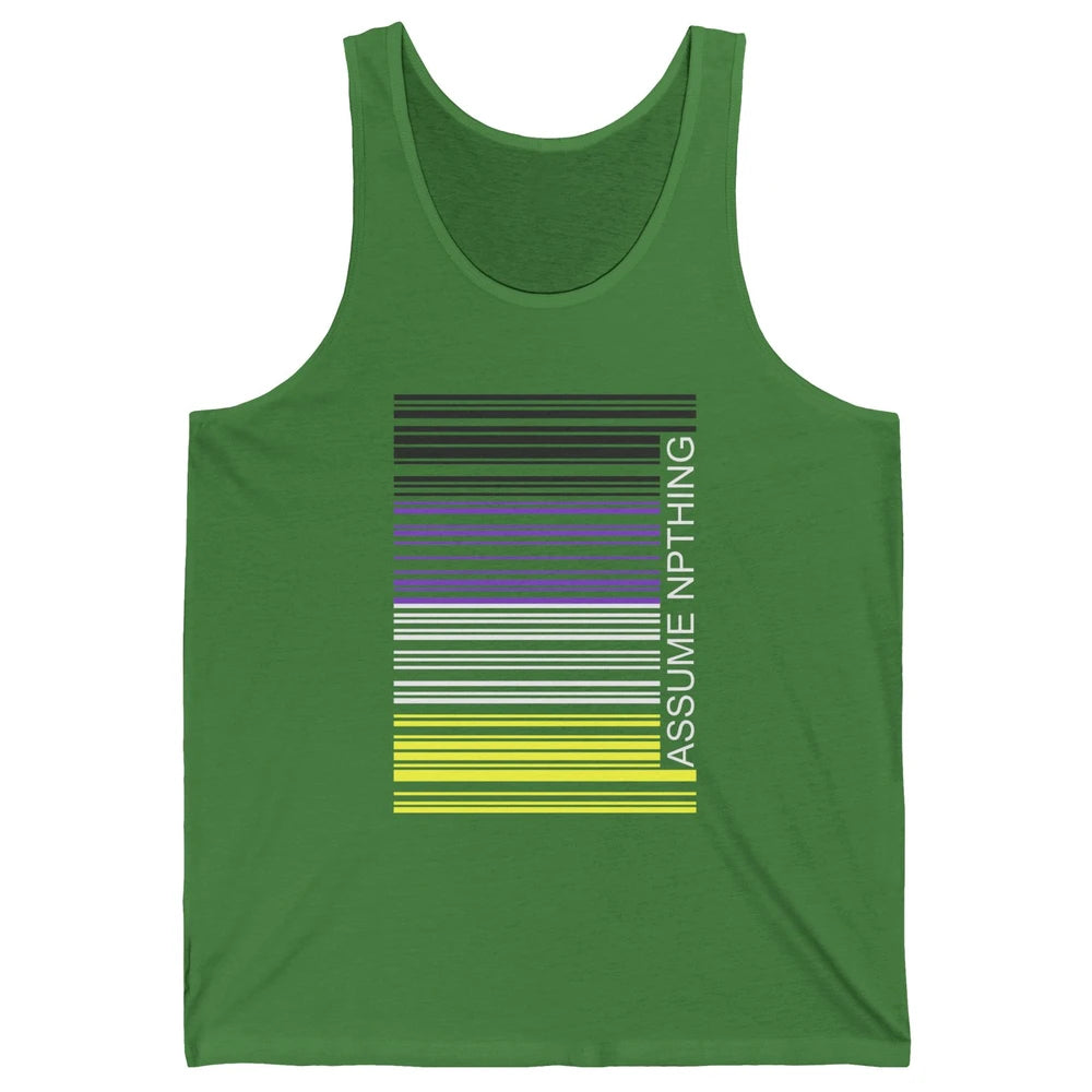 Assume Nothing Barcode Non Binary Genderqueer Pride Month Unisex Jersey Tank