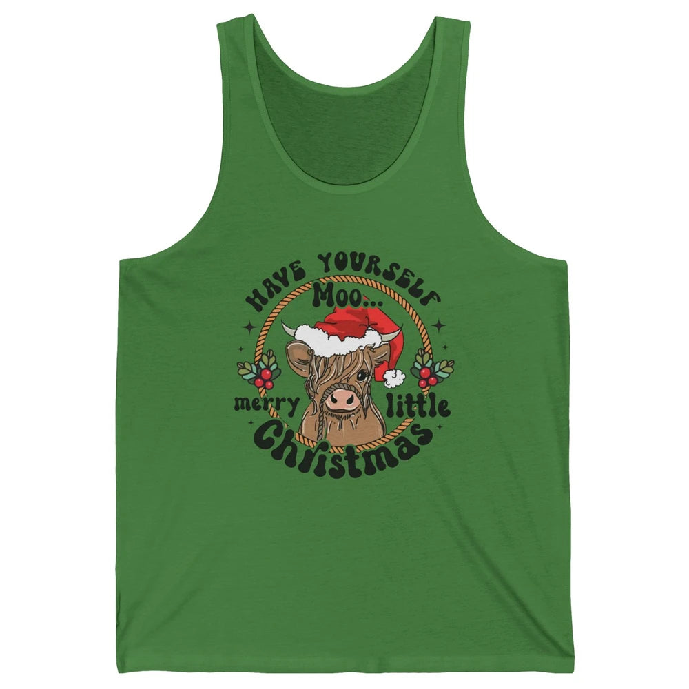 Have Yourself Merry Little Christmas Cow Santa Hat Xmas Gift Unisex Jersey Tank