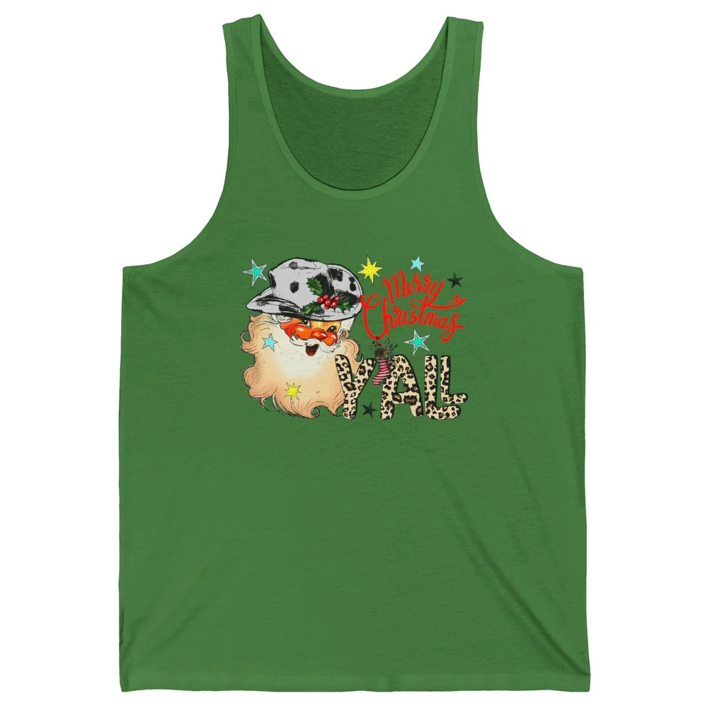 Santa Claus Merry Christmas Y'all Western Country Cowboy Unisex Jersey Tank