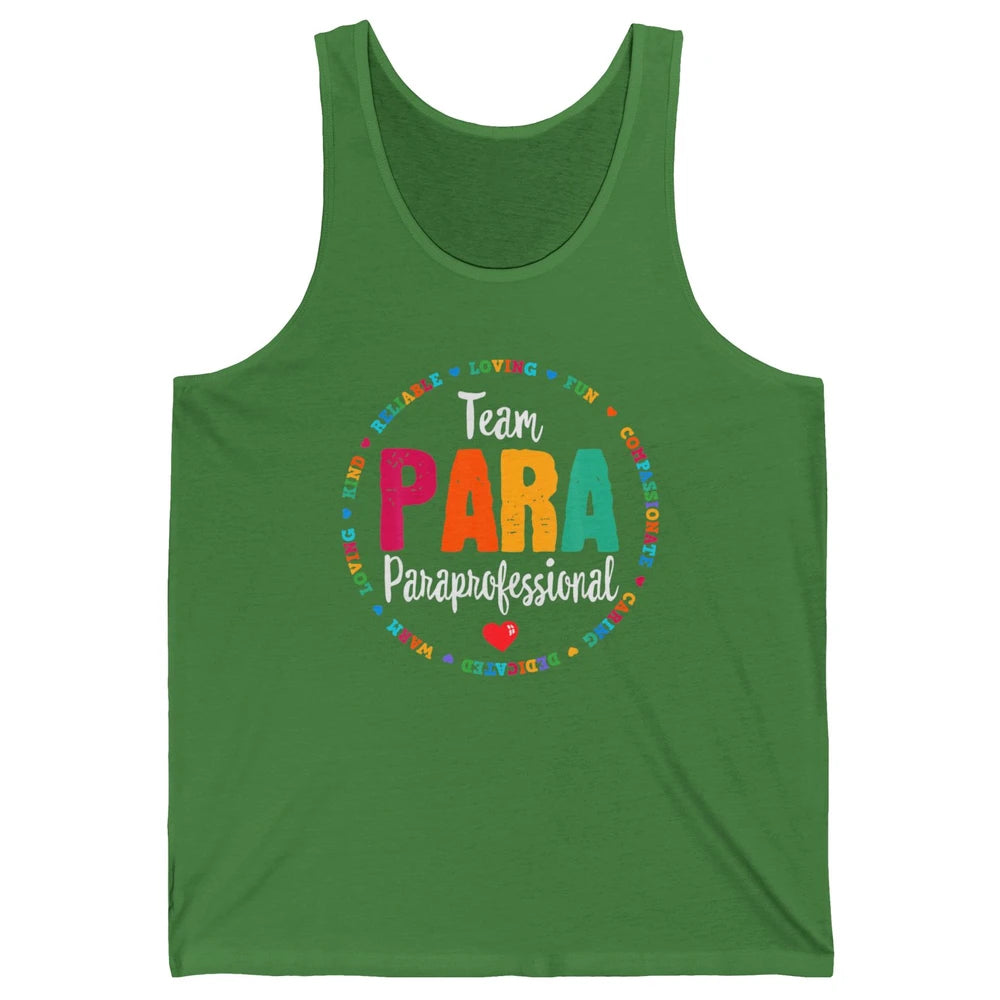 Team Paraprofessional Para Teacher Assistant Education Heart Unisex Jersey Tank