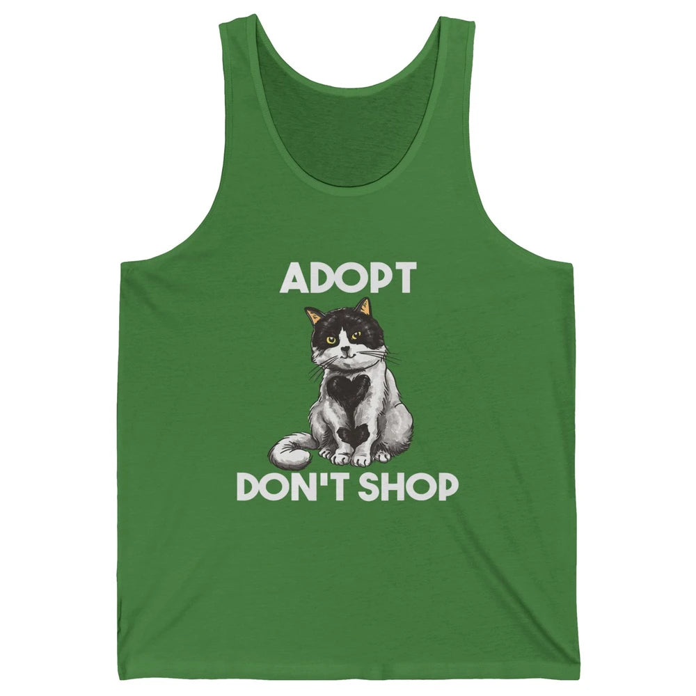 Adopt Dont Shop Black White Cat Rescue Animal Pet Rescuer Unisex Jersey Tank