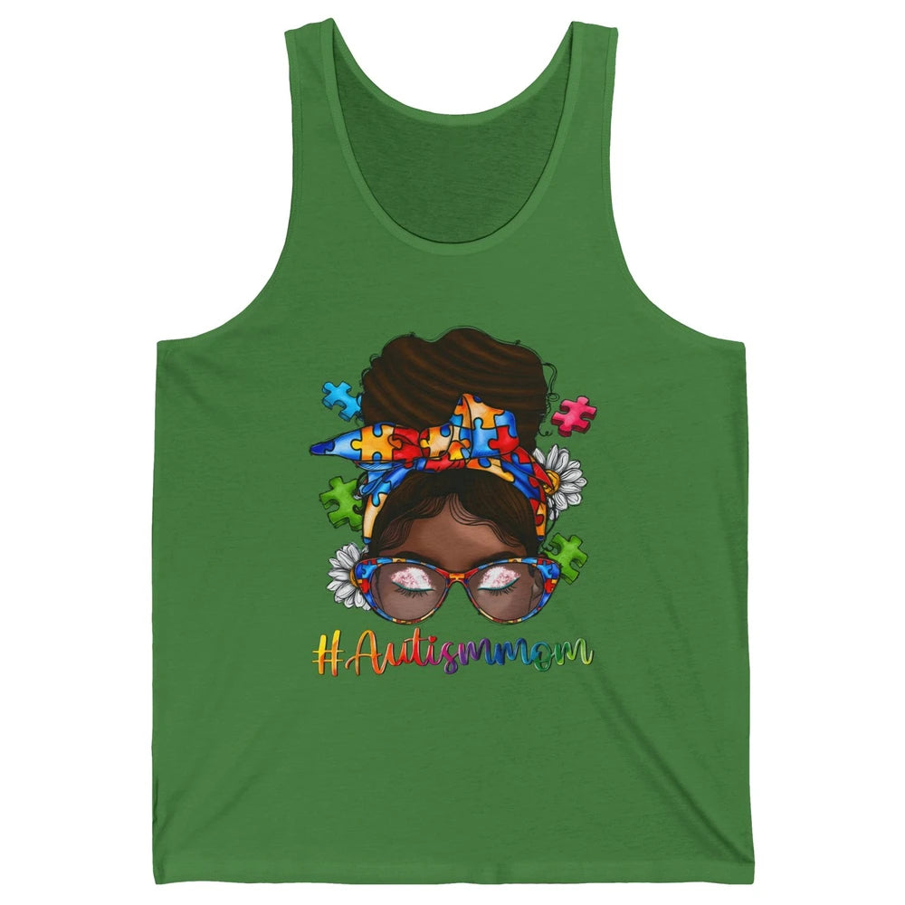 Autism Afro Mom Curly Hair American African Autism Awareness Unisex Jersey Tank