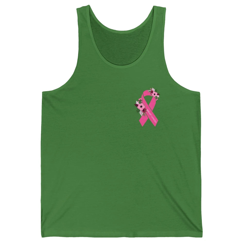 Breast Cancer Awareness Floral Pink Ribbon Pocket Size Gift Unisex Jersey Tank