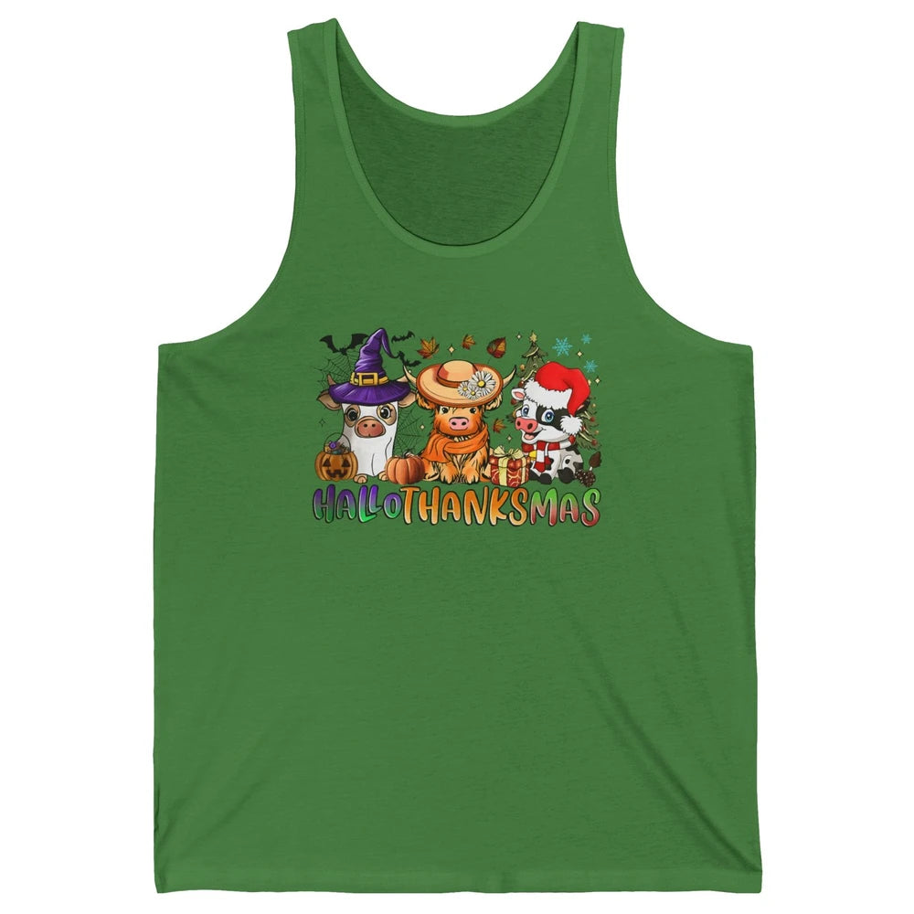 Baby Cow Pig Happy Hallo-thank-mas Fall Pumpkin Thanksgiving Unisex Jersey Tank