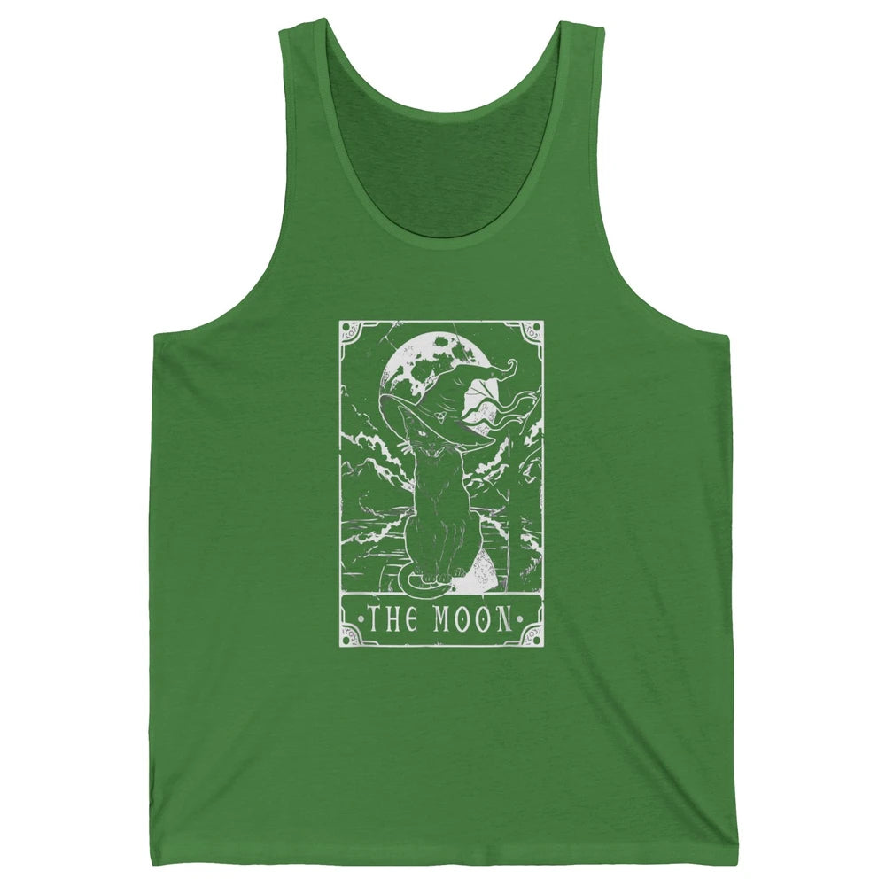 Tarot Card Moon Black Cat Witch Crescent Halloween Spooky Unisex Jersey Tank