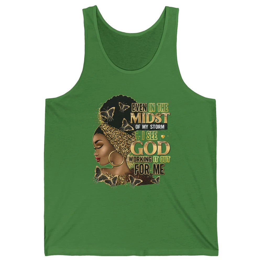 Black Girl In The Midst Of Storm Afro Woman Christian Belief Unisex Jersey Tank