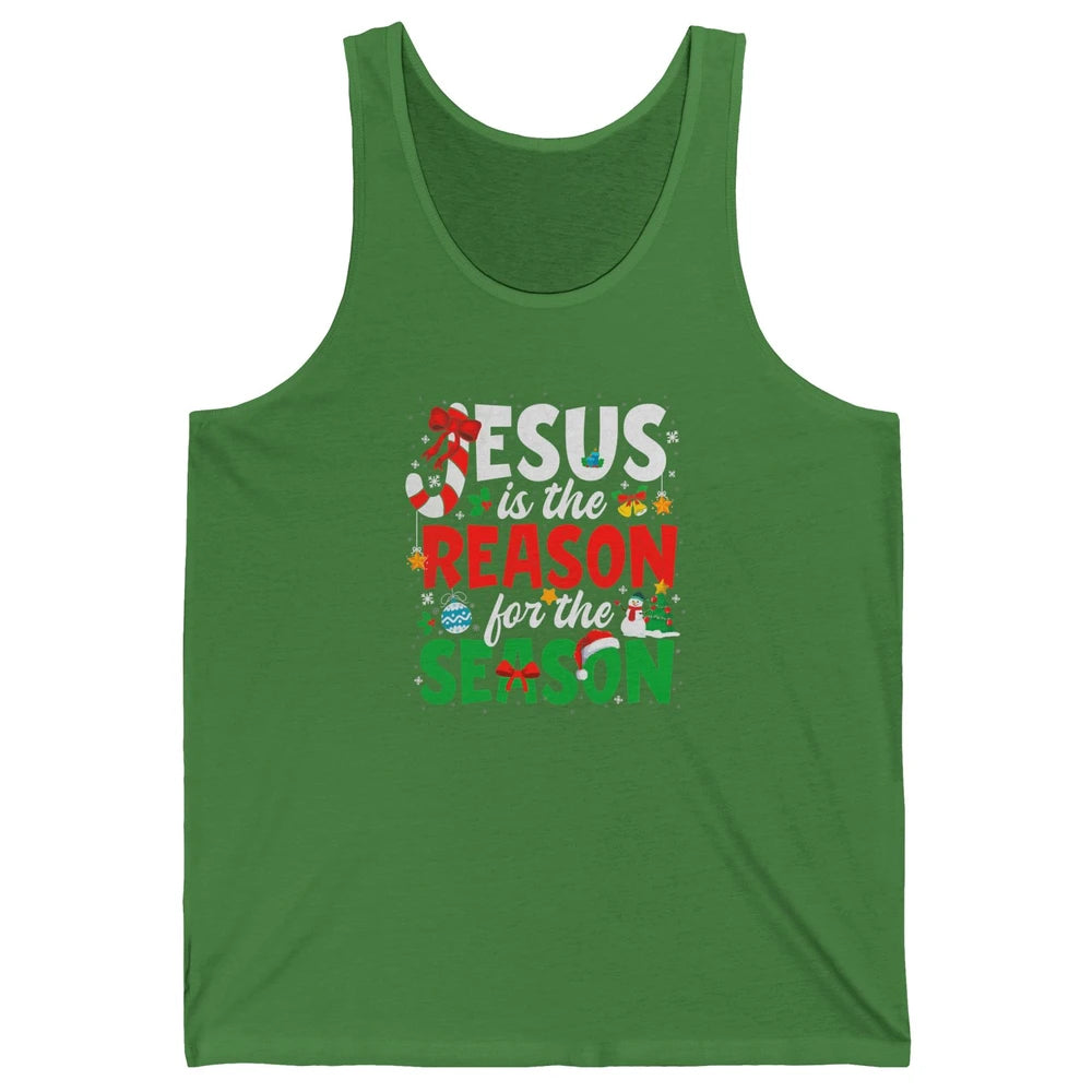 Merry Christmas Jesus The Reason For Season Xmas Candy Tree Unisex Jersey Tank