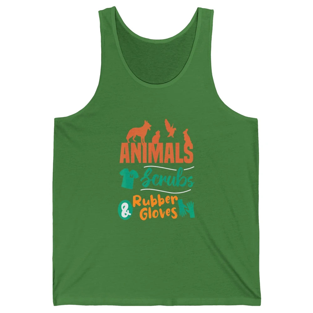 Animal Scrubs Rubber Gloves Veterinarian Vet Tech Pet Doctor Unisex Jersey Tank