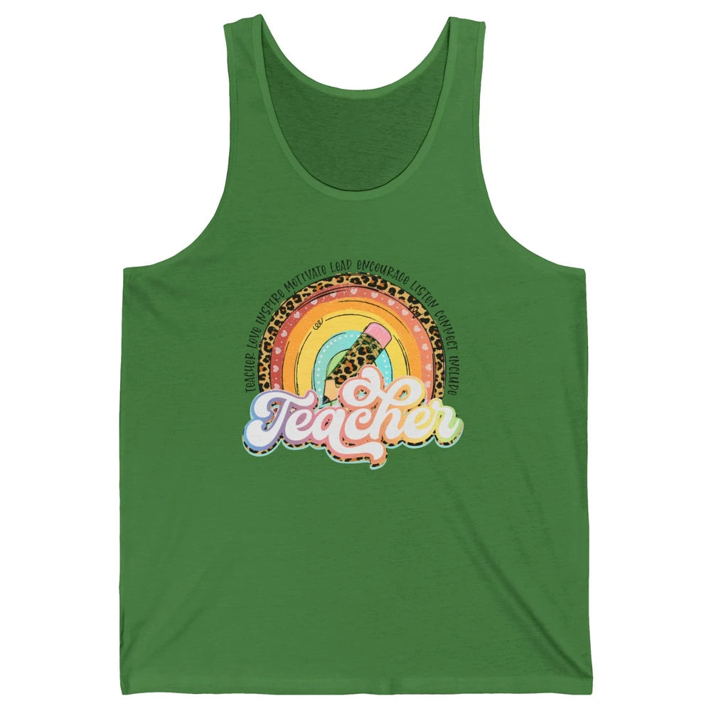 Teacher Life Love Inspire Motivate Appreciation Gift Rainbow Unisex Jersey Tank