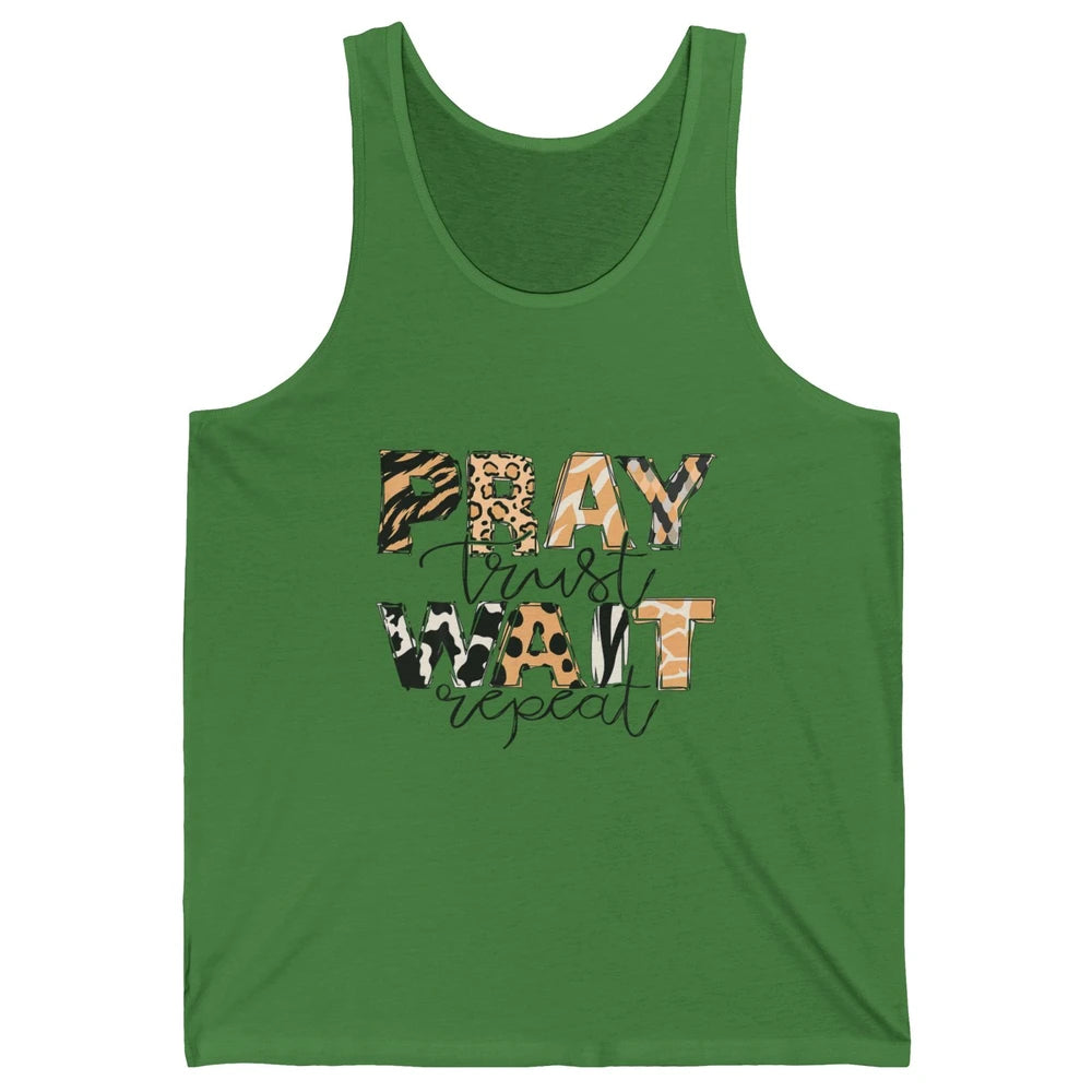 Bible Pray Trust Wait Repeat Jesus Christian Religious God Unisex Jersey Tank