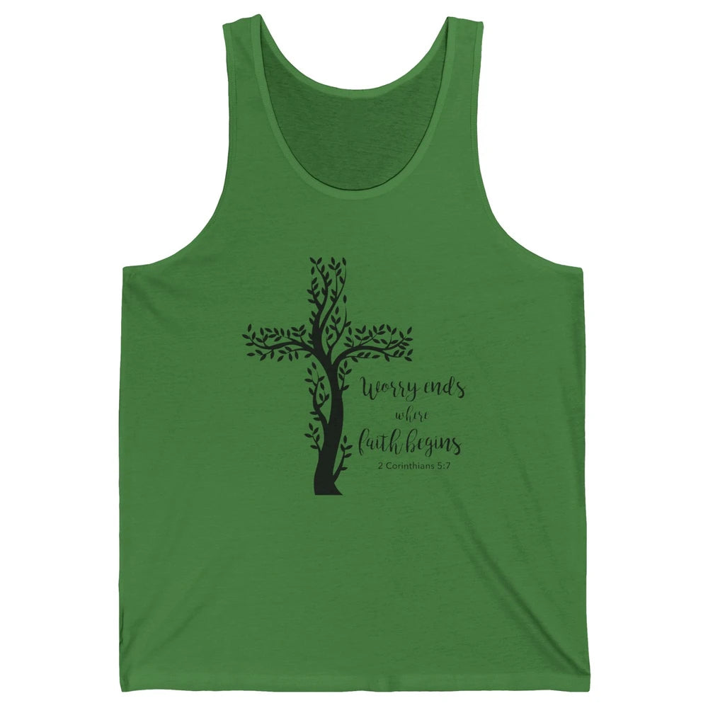 Worry Ends Where Faith Begin Christian Religious Bible Verse Unisex Jersey Tank