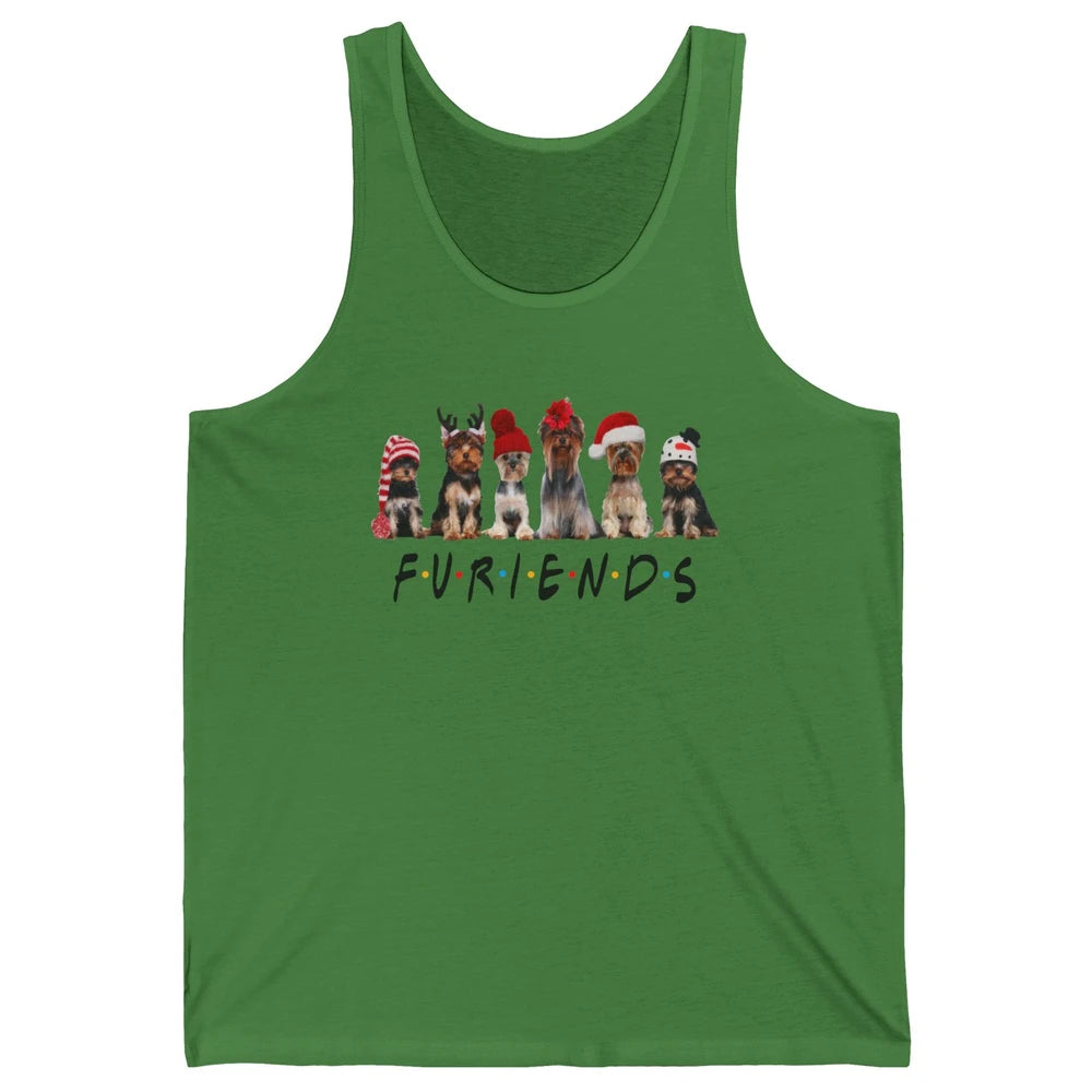 Funny Yorkie Furiends Merry Christmas Hat Santa Dog Lovers Unisex Jersey Tank