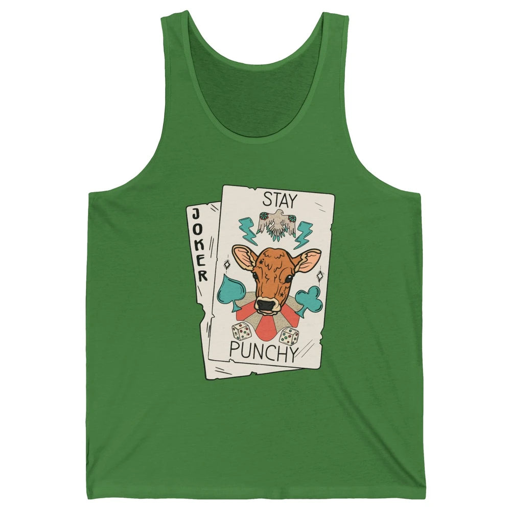 Calf Cow Stay Punchy Playing Cards Western Country Cattles Unisex Jersey Tank