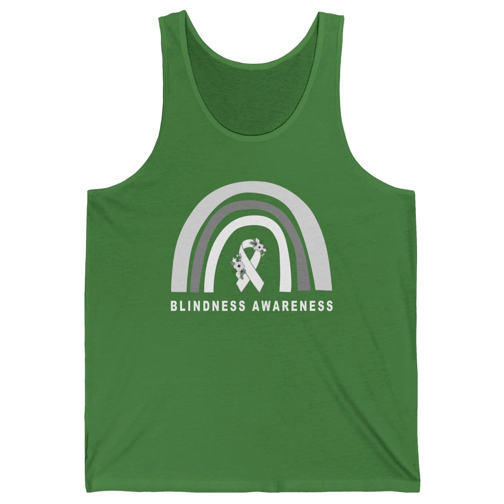 Blindness Awareness Floral White Gray Ribbon Blind Support Unisex Jersey Tank